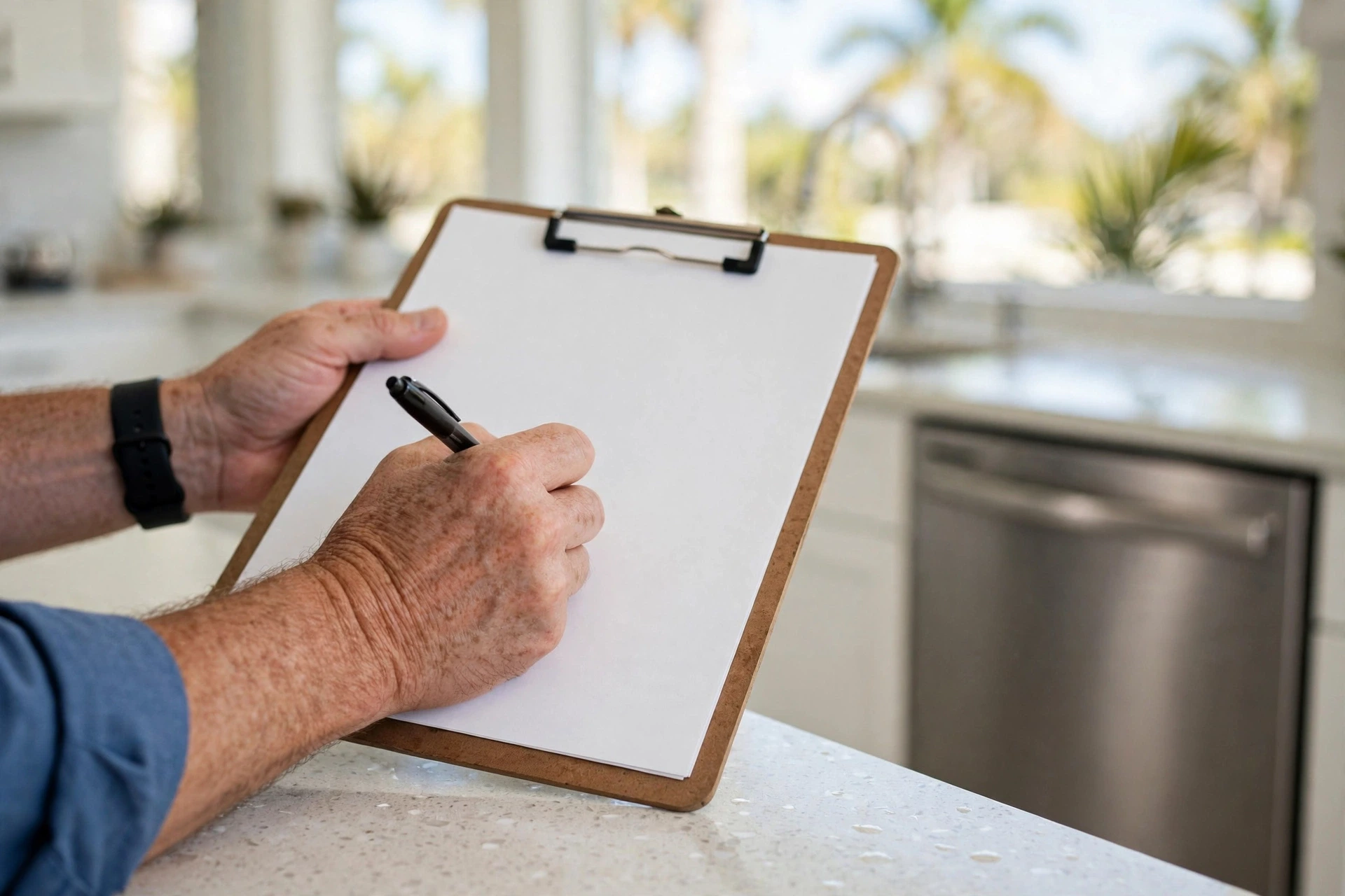 Technician writing an upfront price estimate before starting a repair
