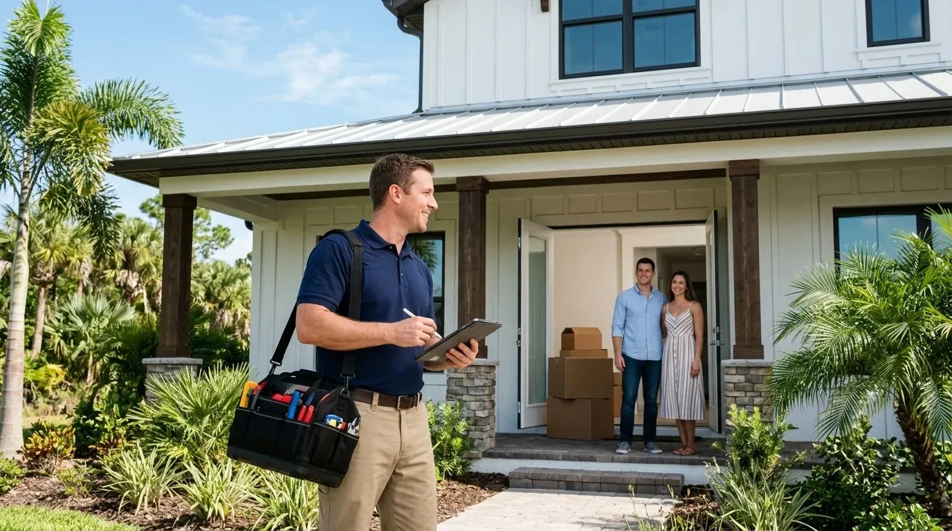 Newly built home exterior in a North Port development
