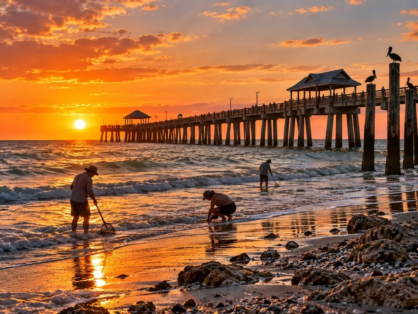 Venice Beach fishing pier at sunset